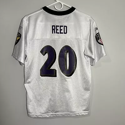 Reebok NFL Baltimore Ravens Ed Reed White Football Jersey Youth Large L #20 • $45
