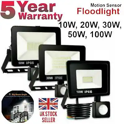 Led Floodlight Outdoor Security Light Flood Garden Motion Sensor Pir Lights 100w • £13.99