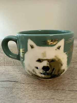 Vintage Matthew Adams Mug Cup Green White Gold Pottery Alaska • $22