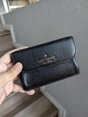 NWT Kate Spade Dumpling Pebbled Leather Small Card Holder Wallet Black KA574 • $102.56
