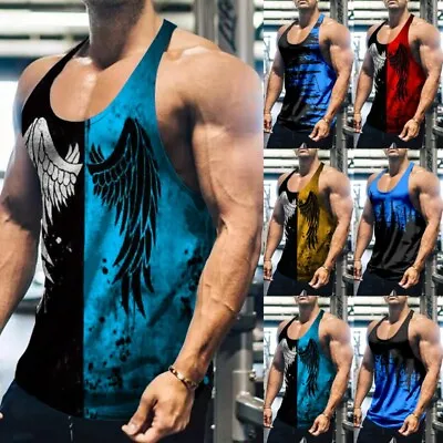 £10.78 • Buy Men Tank Top Vest Sleeveless Sports Summer Beach Bodybuilding Sleeveless T Shirt