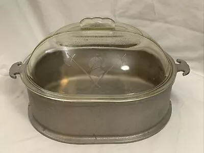 Vintage Guardian Service Hammered Aluminum Roaster Dutch Oven With Glass Lid • $40