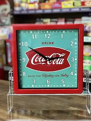 COCA-COLA Milk Bar Wall Clock 25cm Square Vintage Retro Diner Decor Or Man-Cave • $60