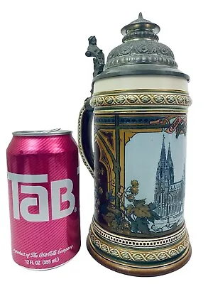 Mettlach Antique German Beer Stein 1915 Cologne Cathedral Christian Warth .5L • $374.99