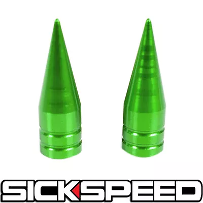 $9.88 • Buy 2pc Green Long Spiked Valve Stem Caps Metal Thread Kit/set For Wheel/tires M1