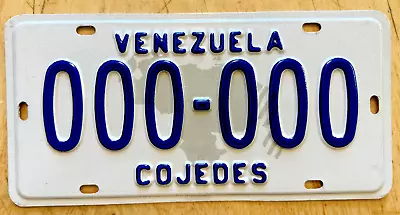 Rare!  Venezuela  Graphic  Auto Sample License Plate   000 000   Cojeds Vz • $49.99
