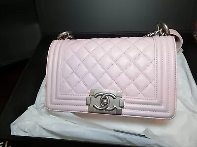 CHANEL Small Boy  Pink Quilted Lambskin Small Flap Bag • $3500