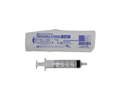 $14.95 • Buy Livingstone 5ml Syringe, Luer Slip Tip, Sterile, Latex Free, - Box Of 100
