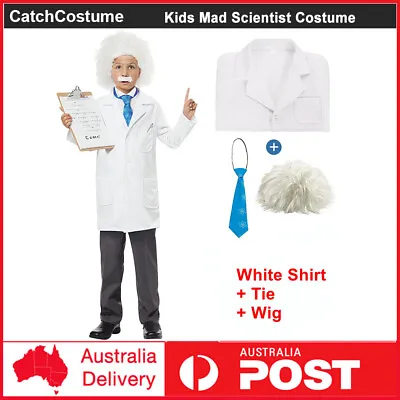 Kids Boys Mad Scientist Costume Physicist Albert Einstein Cosplay Outfit Suits • $25.90