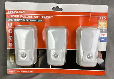 Sylvania Power Failure LED Motion Night Light Emergency Backup Battery 3 Pack • $7.99