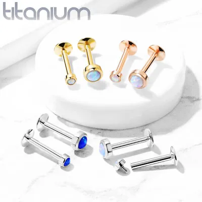 £5.75 • Buy IMPLANT GRADE TITANIUM Opal Bar Internally Threaded Earring Flat G23 Helix (H22)