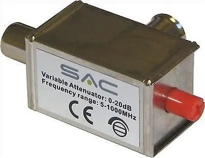 VARIABLE ATTENUATOR TV AERIAL SIGNAL REDUCER 20dB 3 5 6 8 9 10 12 15 18 FREEVIEW • £6.99