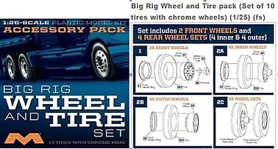 Moebius Semi Wheels/Tires 10 Pack - Plastic Model Vehicle Accessory Set - 1/25 • $17.96