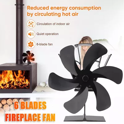 6 Blade Stove Fan Wood Heater Heat Powered Fan Burner Fireplace Eco Self-Powered • $32.64