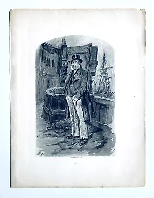 Captain Cuttle Engraving From Romance Fiction And The Drama By Dickens 1892 • $6