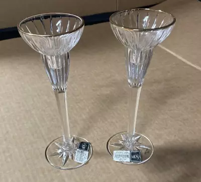 Vintage Mikasa Crystal  Golden Tiara  Candle Holders Germany -Pair • $20.95