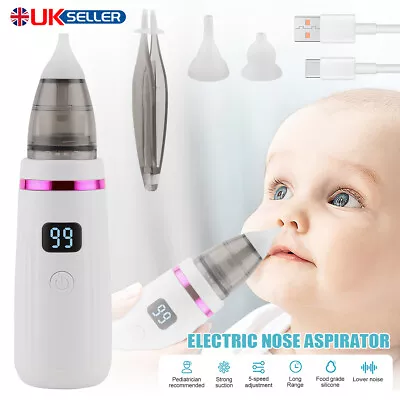 Baby Nasal Aspirator Rechargeable Electric Safe Hygienic Nose Cleaner For Infant • £16.48