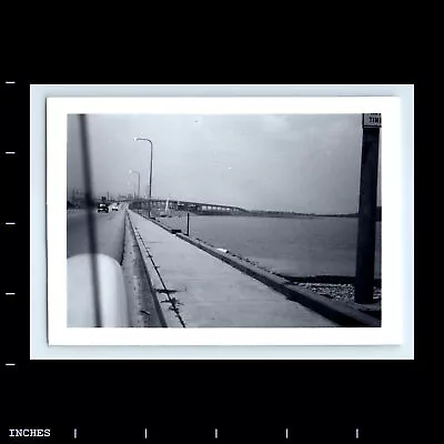 Vintage Photo CLASSIC CARS ON BRIDGE CROSSING BAY • $4.25