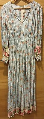 Oscar De La Renta Sz S/M Silk Floral Longsleeve Maxi 1970s Dress • $349.99