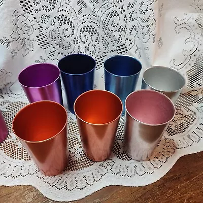 Vtg Bascal Aluminum Metal Cups Tumblers Colorful MCM Retro Jewel Colors • $24.99