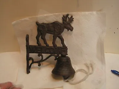 Cast Iron Rustic MOOSE With Antlers Vintage DINNER BELL Wall Decor. • $11.99