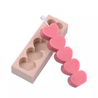 5-Hearts-Shaped Scent Candle Mold Silicone Mold For Making Candles Soaps Ice ... • $12.22