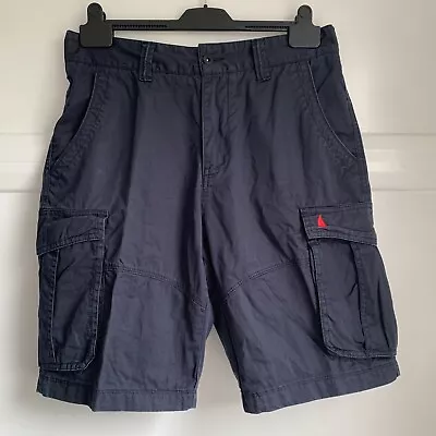 MUSTO Cargo Deck Shorts Mens W32 Navy Blue Sailing Heavy Cotton Logo Pockets • £27.99