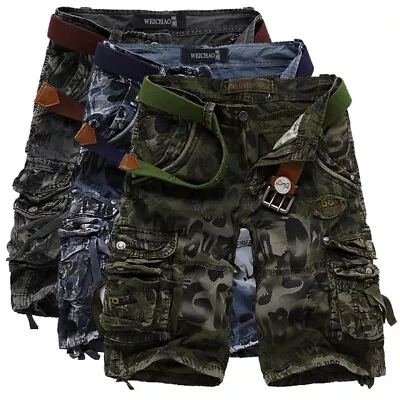 NEW Men Shorts Knee Length Military Combat Camo Army Summer Hot Shorts Pants • £14.24