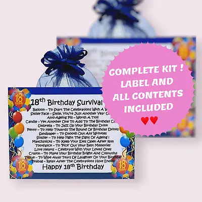 18th Birthday Survival Kit (Blue) ~ Fun Novelty Keepsake Gift & Card All In One • £6.75