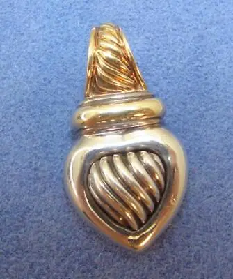 David Yurman Sterling Silver W 18K Heart Snap Clasp Pendant • $279.99