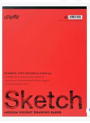 U-Create Sketch Pad 9  X 12  Med. Weight Paper 50 Sheets Acid & Lignin Free New • $7.99