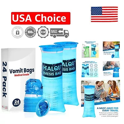 Disposable Vomit Bags - 24 Pack 1000ml - Leak Resistant - Medical Grade Puke Bag • $19.99