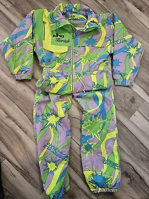 Elho Freestyle One Piece Ski Suit Vintage Retro 80's 90's Ski Neon Apres. • $107.02