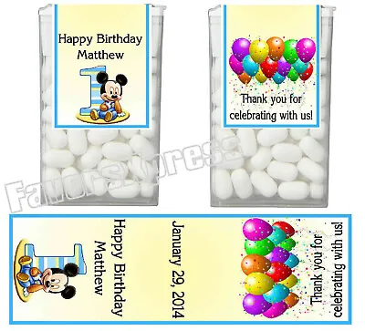 14 Baby Mickey Mouse 1st Birthday Party Favors Tic Tac Labels ~ Personalized • $5.99