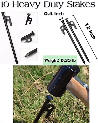 £15.99 • Buy 10 X 1ft LONG HEAVY DUTY GAZEBO TENT PEGS COMMERCIAL GRADE STEEL MARQUEE STAKES 