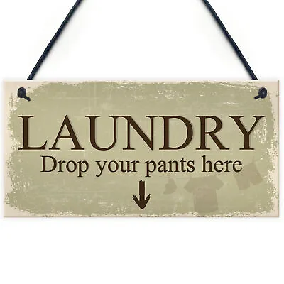 Funny Laundry Room Sign Shabby Chic Hanging Plaques Home Wall Decor Mum Gifts • £3.99