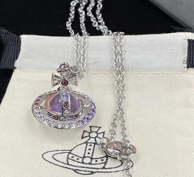 Vivienne Westwood Tiny Orb Silver Purple Crystal Necklace Pendant Exit • $35