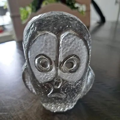 Vintage Owl Viking Art Clear Glass Figure 4.5  Frosted Eyes USA 1970s • $25