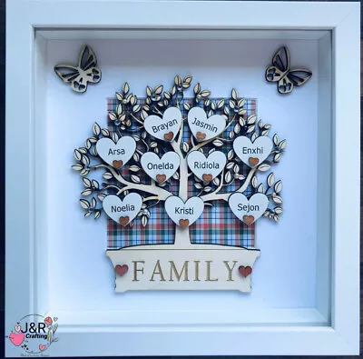 Personalised 3D Box Frame Family Tree Gift Unique Keepsake Home Art Decor • £26.99