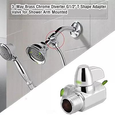 G1/2 Shower Arm 3-Way Diverter Valve Hand-Shower T-Adapter Bathroom Aacessories • $13.76