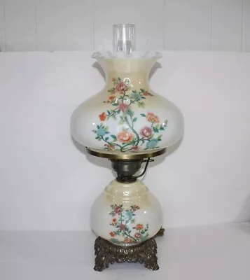 Vintage ACCURATE CASTING CO Floral Hurricane Lamp 3 Way • $98.90