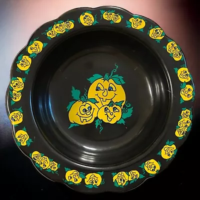 Vintage Berman Halloween Jack O Lanterns Plastic Candy Bowl Retro Pumpkins • $8.99