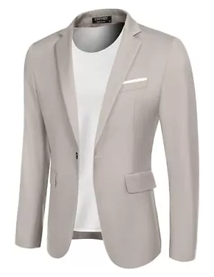  Men's Slim Fit Casual Blazers Lightweight Sport Coats One Small Light Grey • $102.77