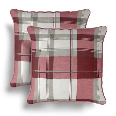 Set Of 2 Cushion Covers Balmoral Tartan Check Cushions Cover Pairs 17  X 17  • £9