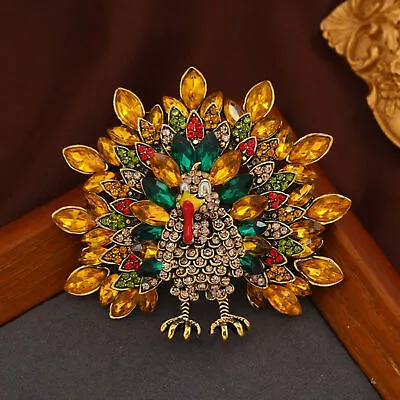 $14.38 • Buy Thanksgiving TURKEY Holiday Dinner Autumn FALL Rhinestone Bird Christmas Brooch