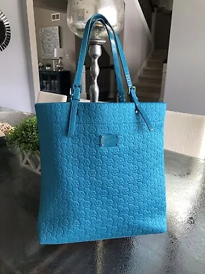 Michael Kors Tote Shoulder Jet Set Signature Monogram Quilted NEW Turquoise/Aqua • $110