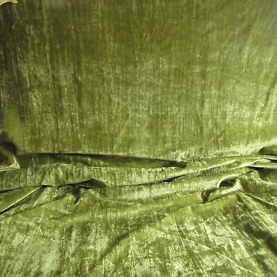 Vtg 70's Green Cotton Crushed Velveteen Velvet Fabric 8 Yds X 44  Wide • $275