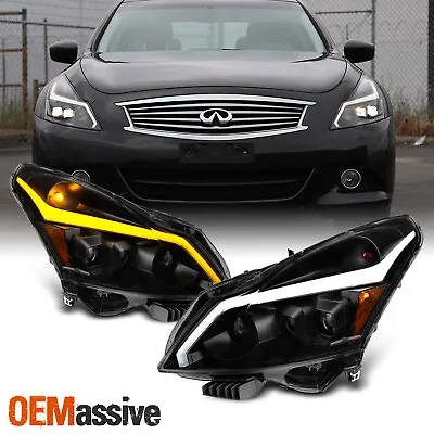 Black Smoked Fit 2010-2013 G37/G25/Q40 Sedan Sequential LED Projector Headlights • $445.99