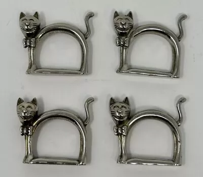 International Silver Company Cat Napkin Ring Holders Silver Plated X4 GA • £7.99