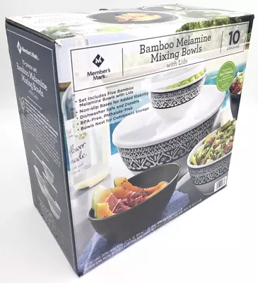 MELAMINE MIXING NESTING BOWLS W/ LIDS 10 PC. SET By Members Mark NEW • $39.95